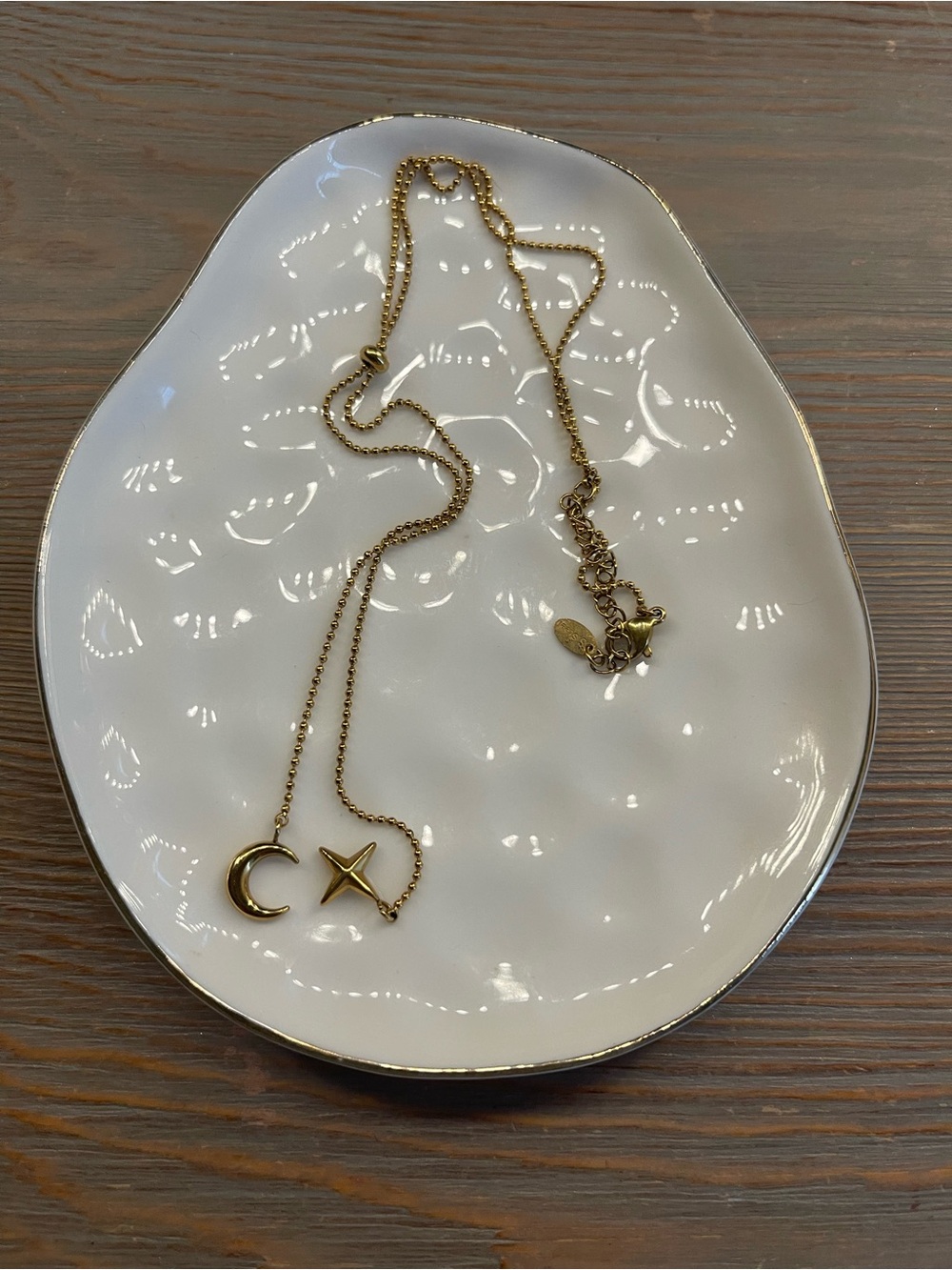 Anthropologie Adjustable Gold Crescent Moon and Star Necklace -  11 inches